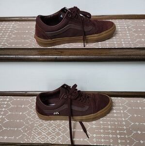 Vans Men's Burgundy Sneakers with Brown Sole